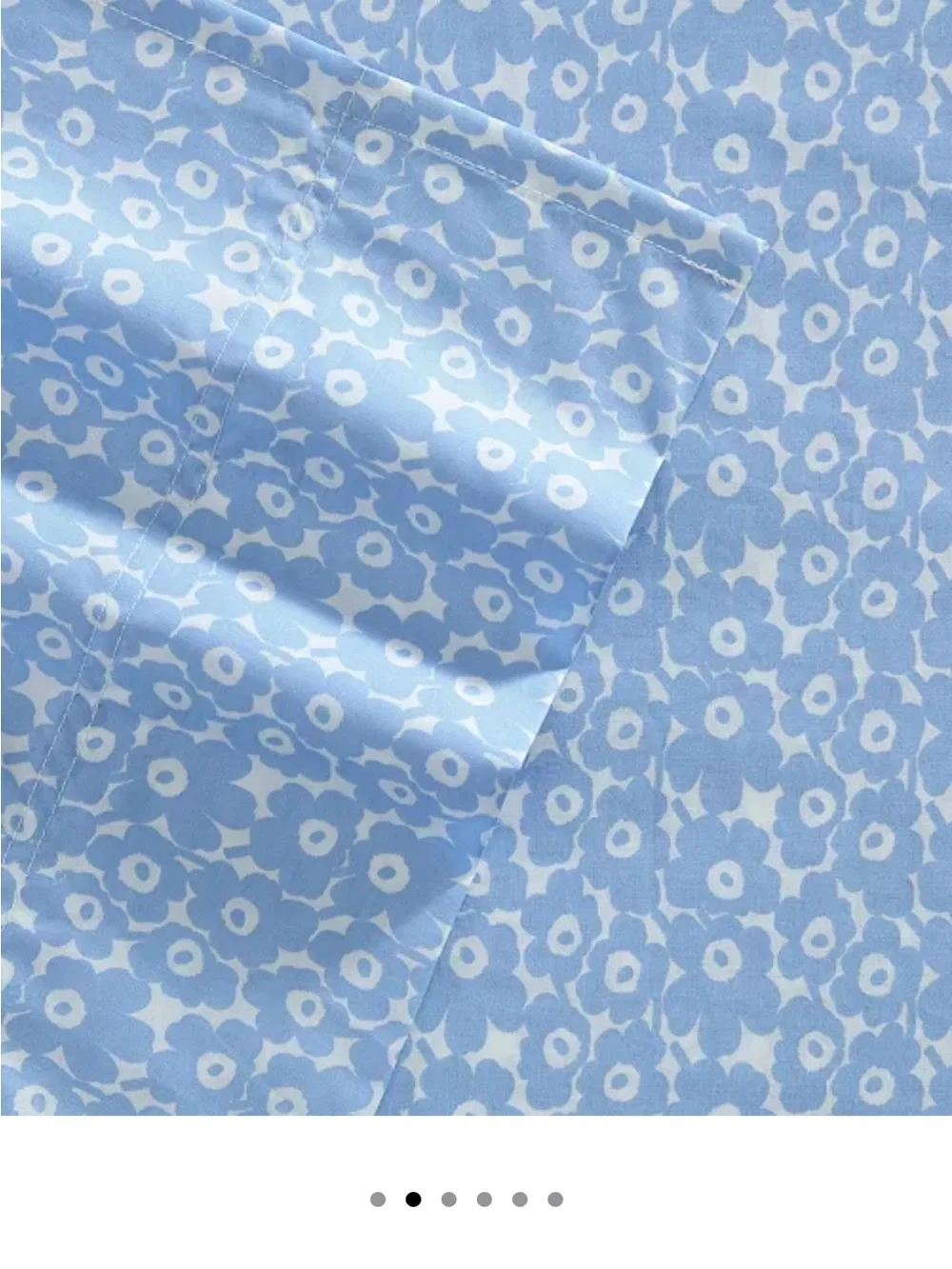 Marimekko Light Blue Microdot Cotton flat Sheet.  FULL FLAT SHEET ONLY.